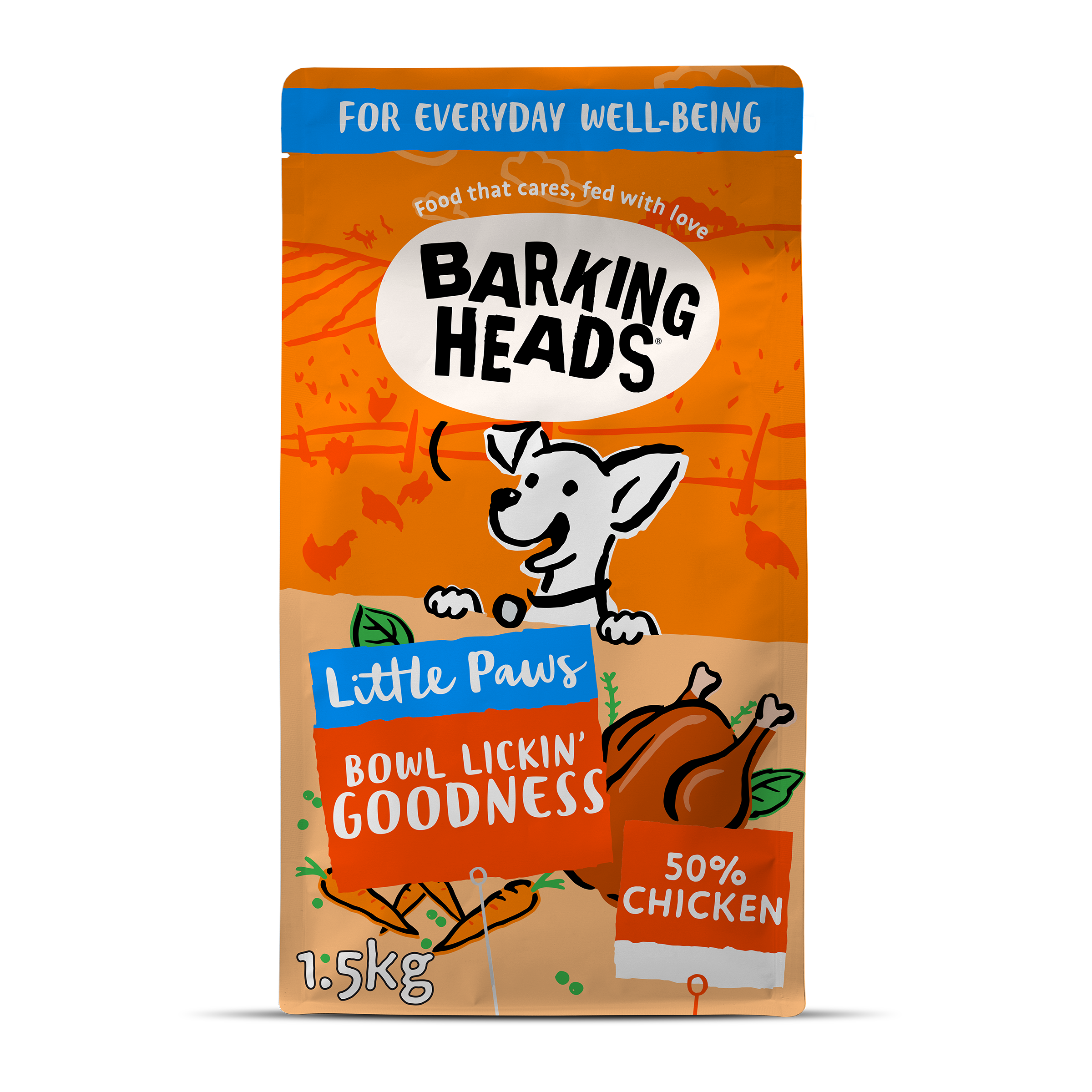 Barking Heads Little Paws Bowl Lickin Goodness Chicken Dry Dog Food, 1.5kg