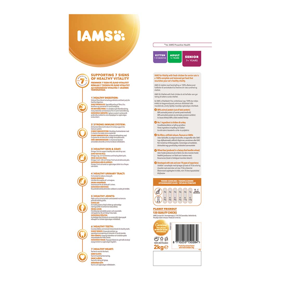 Iams Cat Food Senior Chicken 2kg