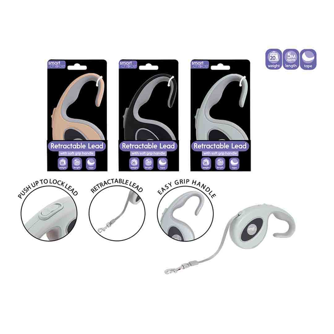 Smart Choice Retractable Tape Dog Lead 5m Assorted