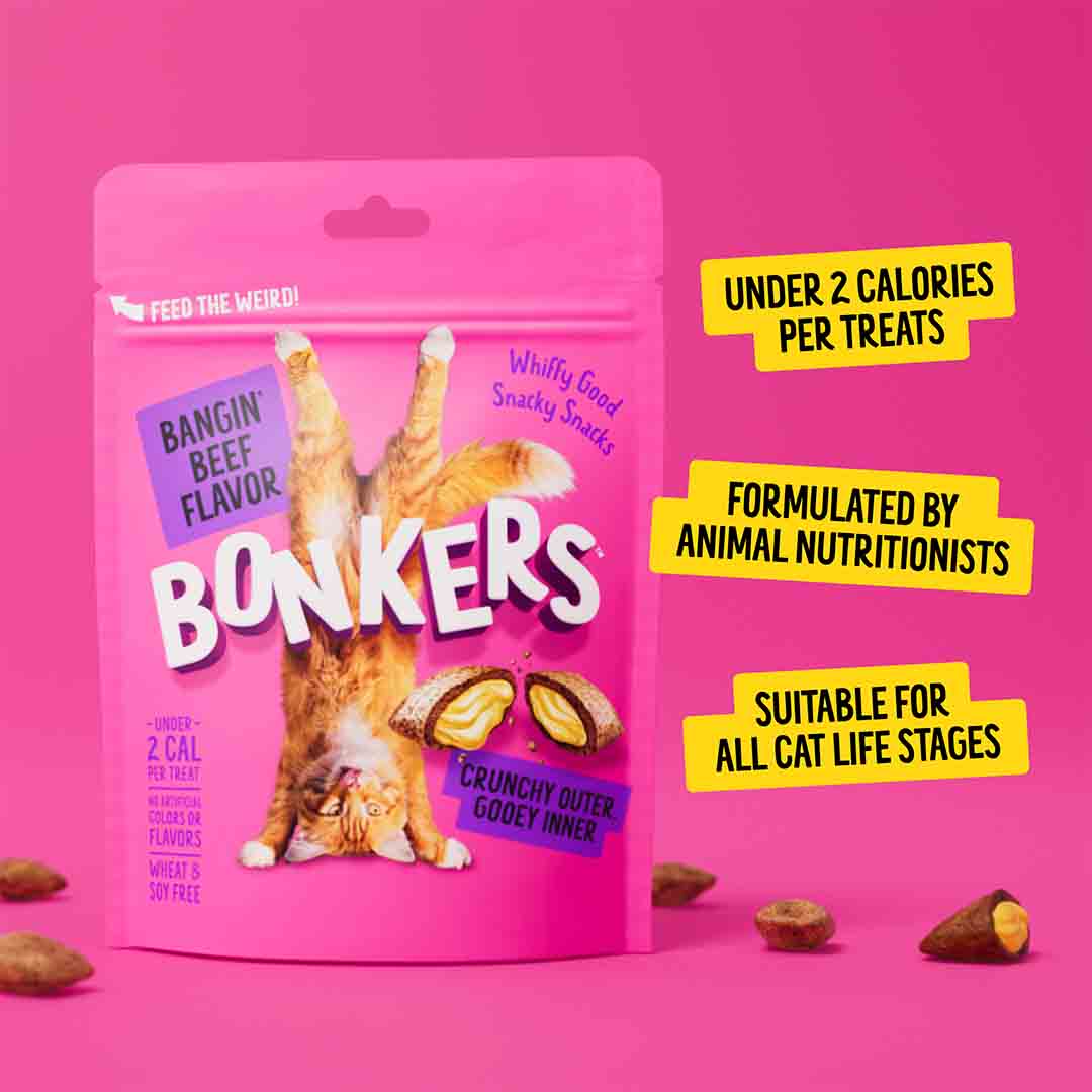 Bonkers Cat Bites, Bangin' Beef Flavoured Cat Treats 180g