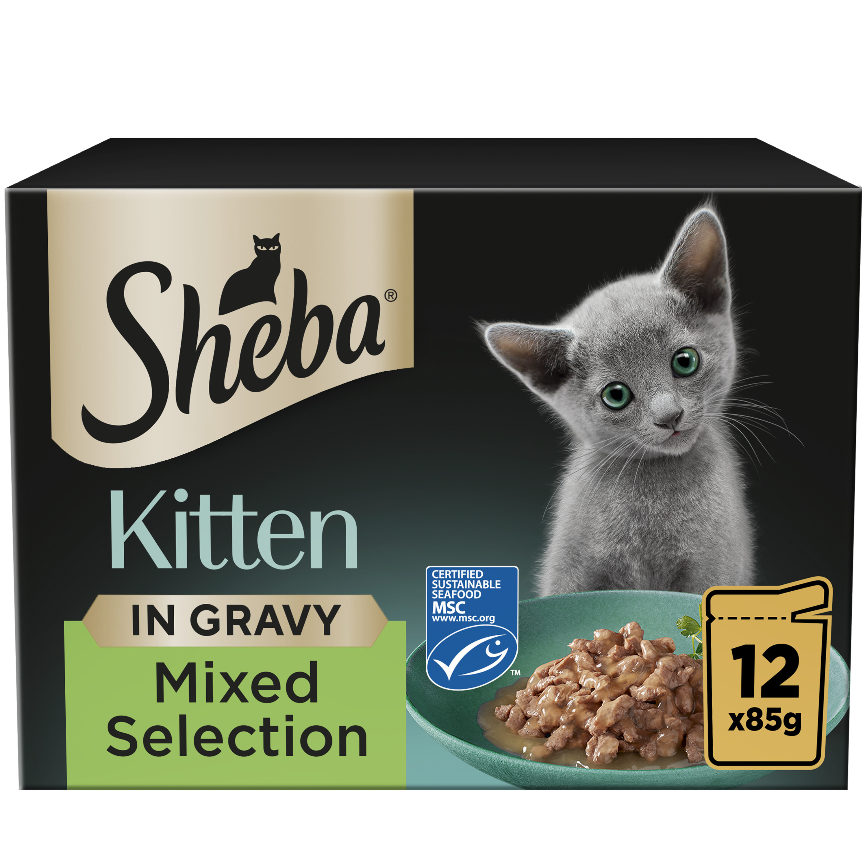 SHEBA Sauce Collection Kitten Cat Pouches Mixed Selection in Gravy 12x85g
