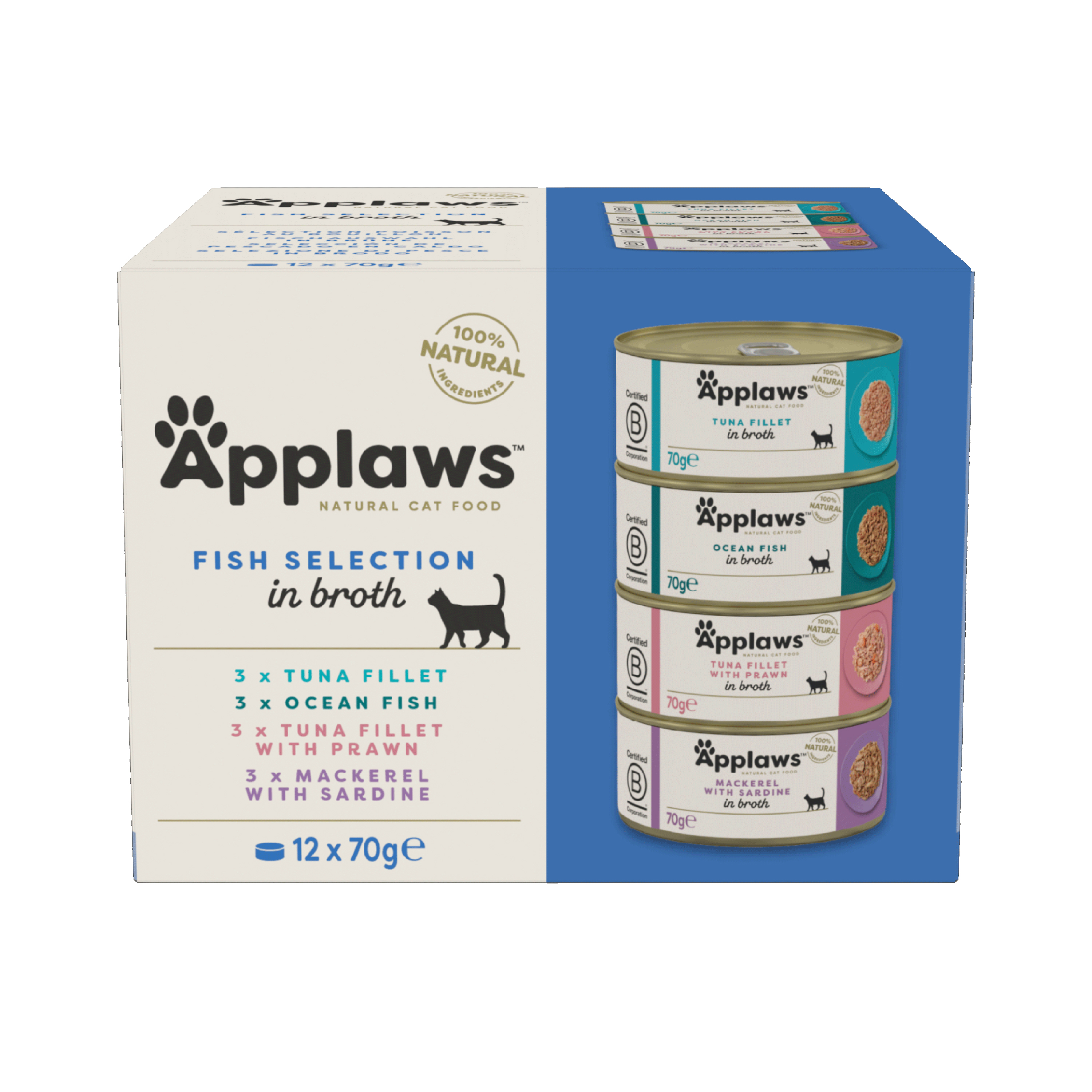 Applaws Tin Multipack Fish Selection Cat Food 12x70g