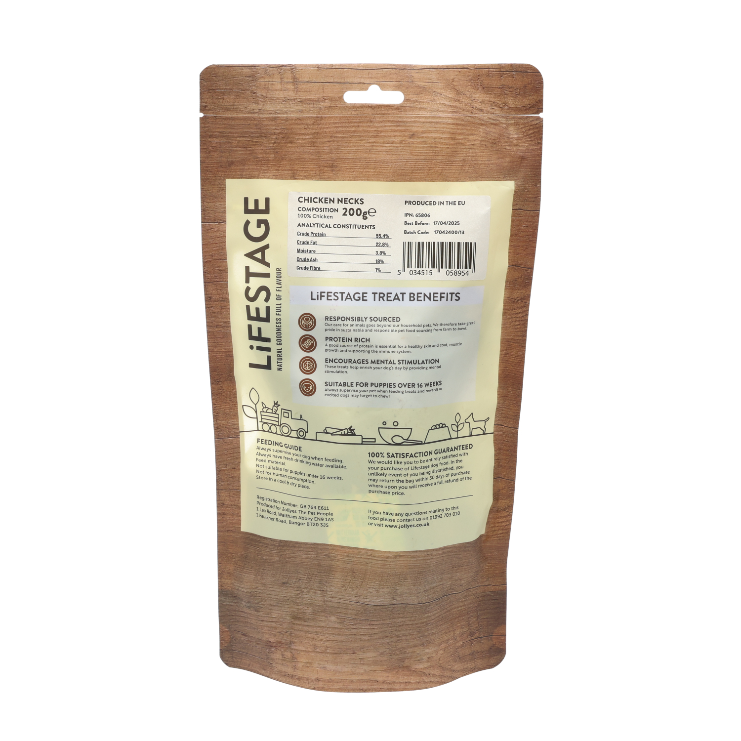 Lifestage Pre-Pack 100% Chicken Necks Dog Treats 200g