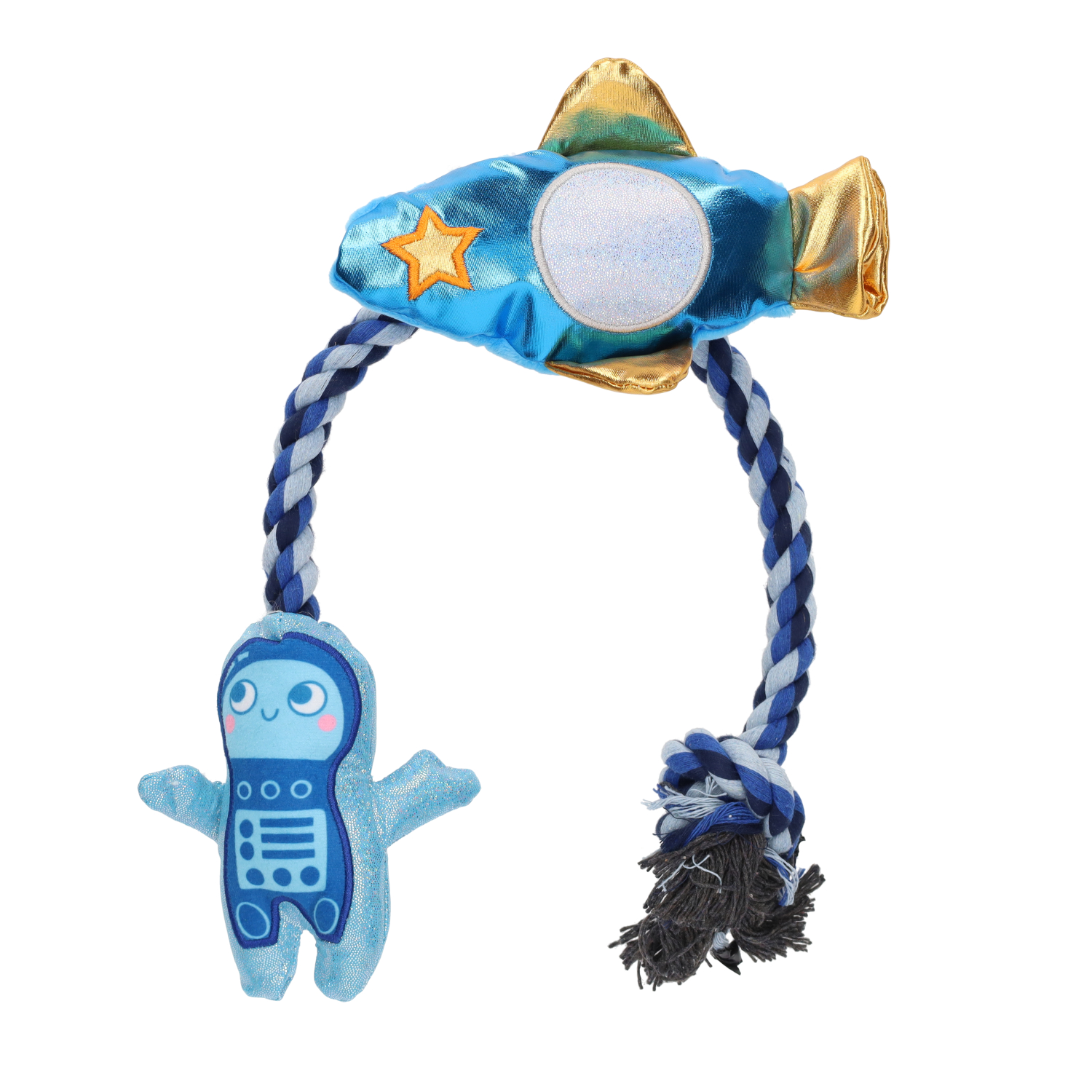 Smart Choice Squeaky Plush Rope Space Rocket Dog Toy