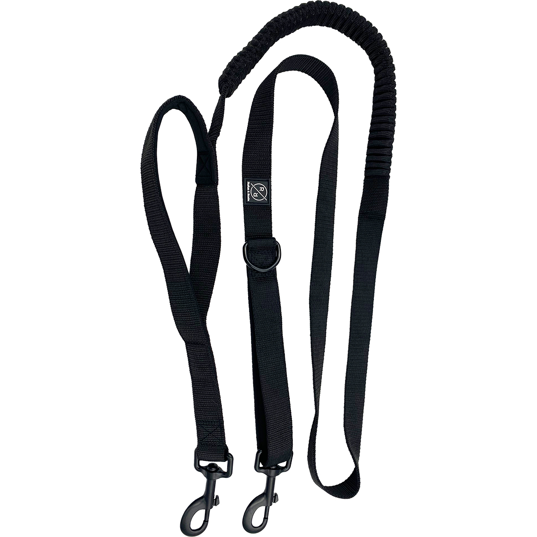 Hem & Boo Black Double Trigger Dog Lead Shock Absorber