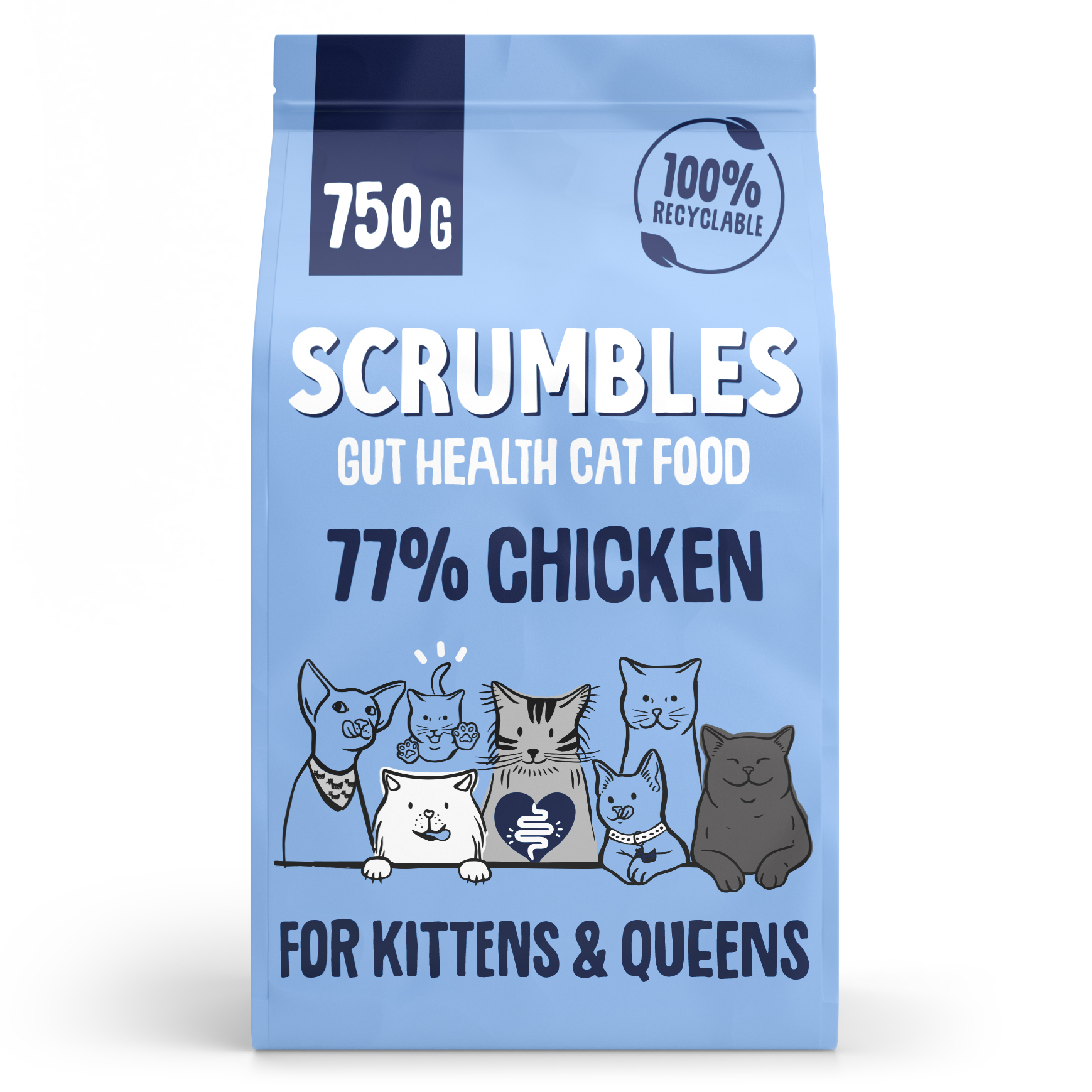 Scrumbles Dry Cat Food for Kitten & Queens Chicken 750g