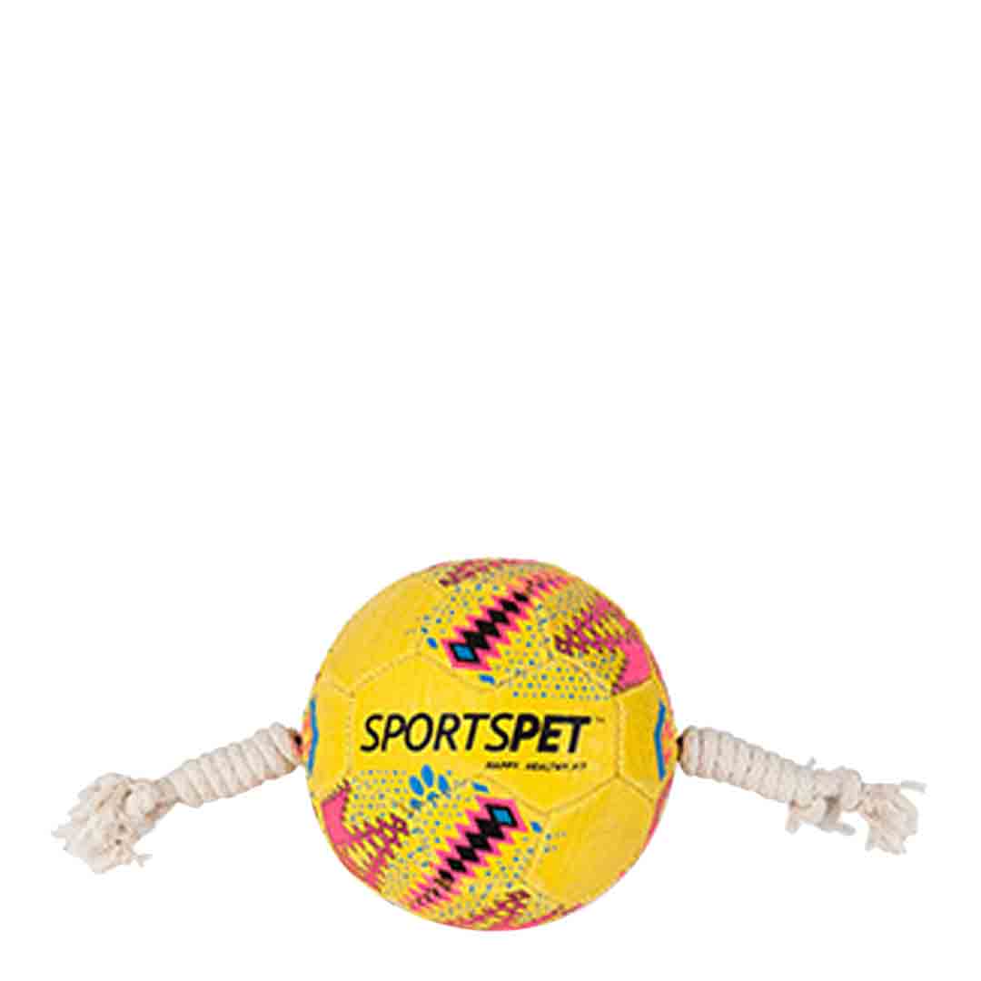 SportsPet Football with Rope Dog Toy, Small