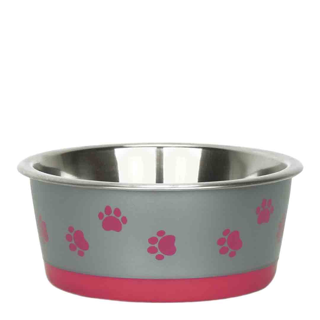 Classic Hybrid Stainless Steel Dish Pink Dog Bowl 380ml, 12.5cm Diameter