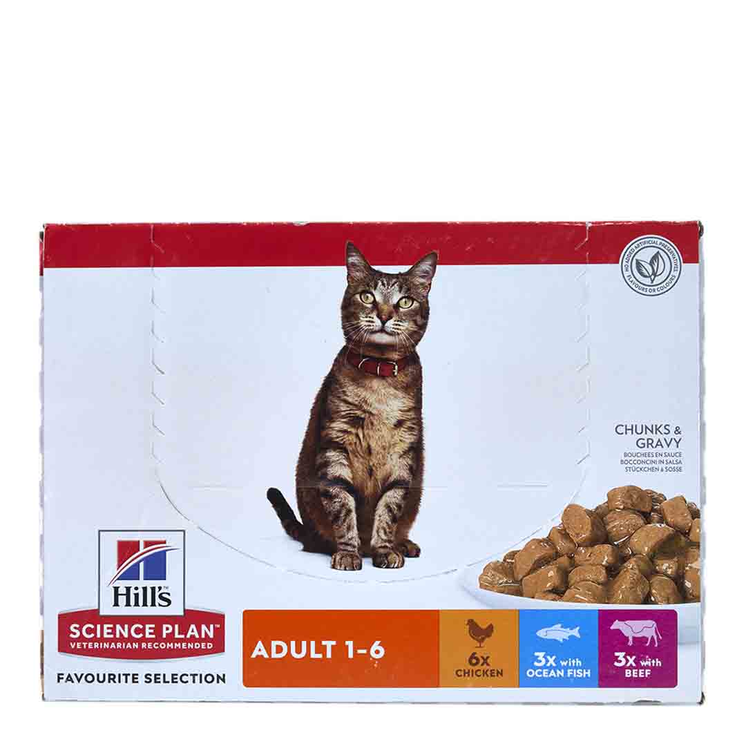 Hill's Science Plan Adult Wet Cat Food Multipack Chicken, Beef & Ocean Fish Flavour 12x85g