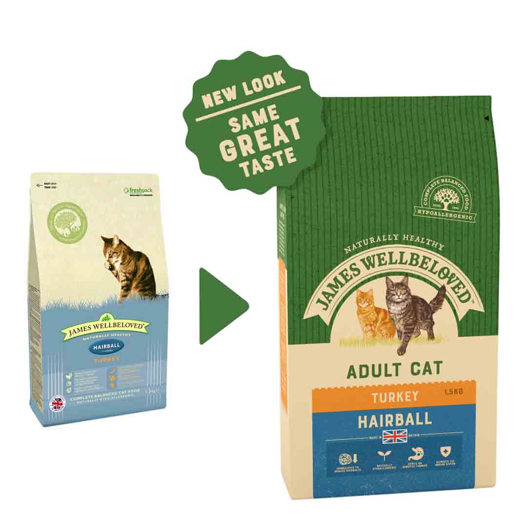 James Wellbeloved Adult Dry Cat Food, Hairball Turkey, 1.5kg