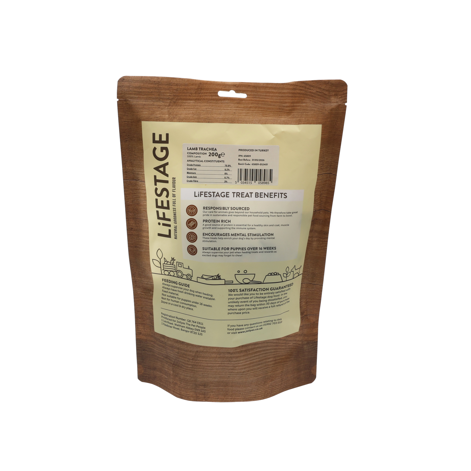 Lifestage Pre-Pack Lamb Trachea Dog Treats 200g