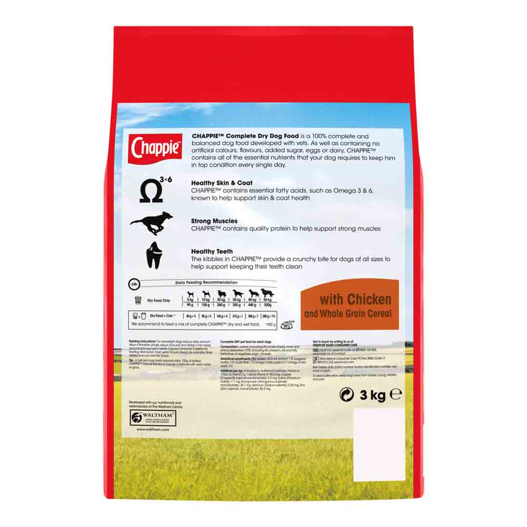 Chappie Dry Dog Food with Chicken and Whole Grain Cereal 3kg
