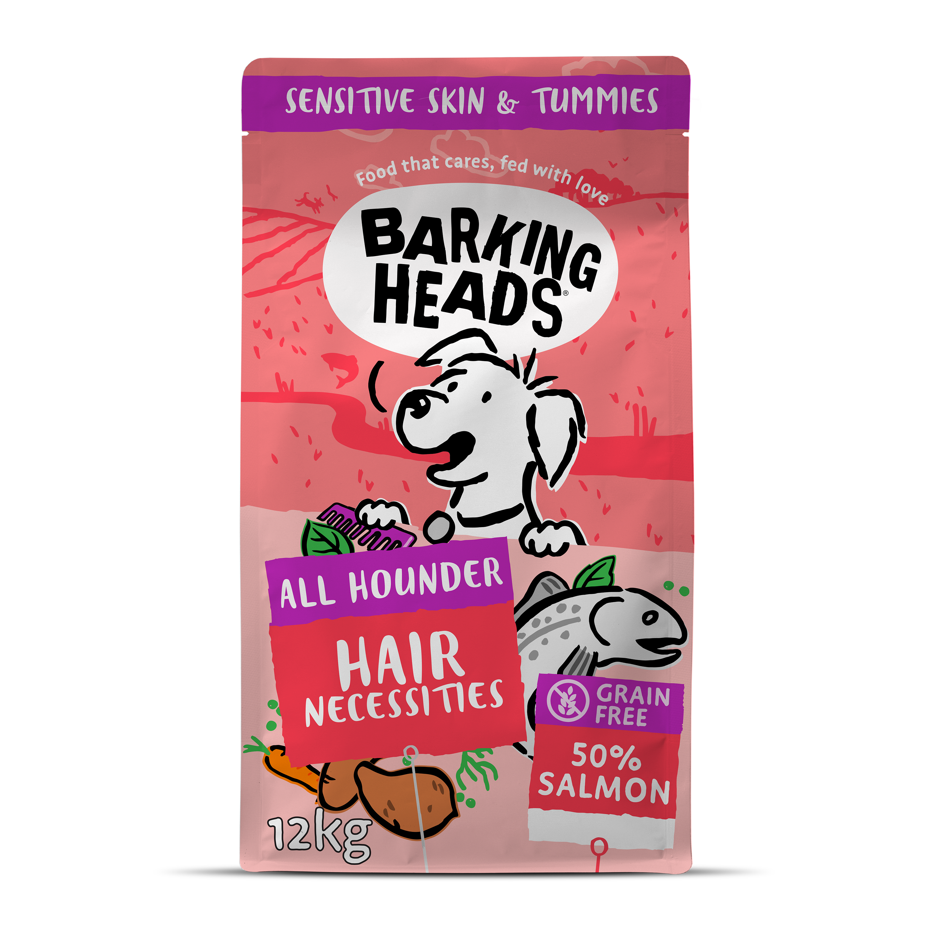 Barking Heads All Hounder Hair Necessities Salmon Dry Dog Food, 12kg