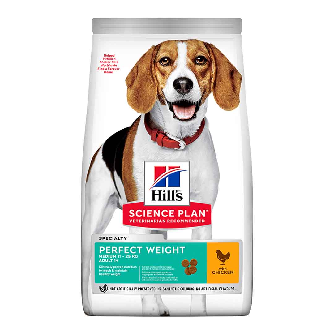 Hill's Science Plan Adult Perfect Weight Medium Dry Dog Food Chicken Flavour, 2kg