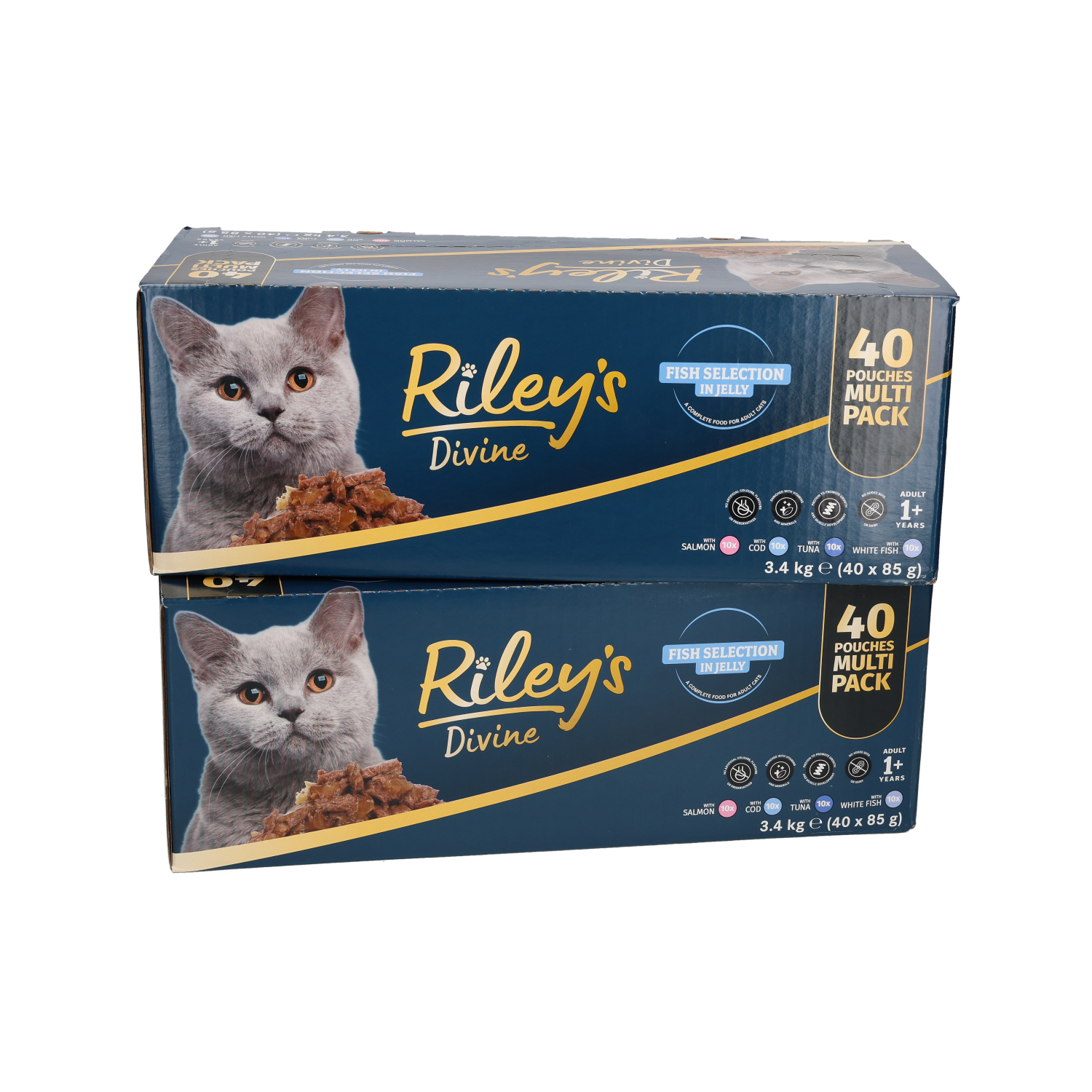 Riley's Divine Shredded Fish Cat Food Pouches 80x85g