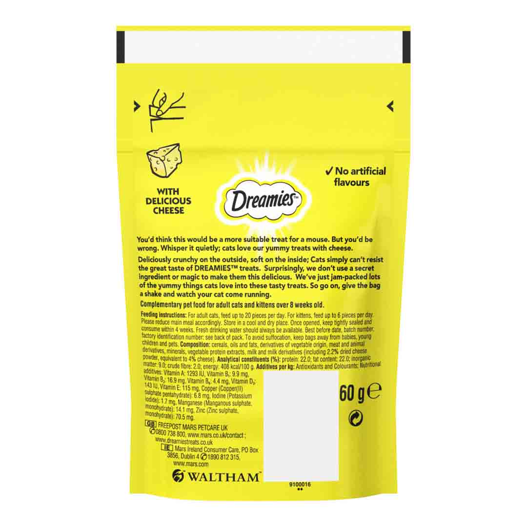 Dreamies Pouch with Delicious Cheese Cat Treats, 60g