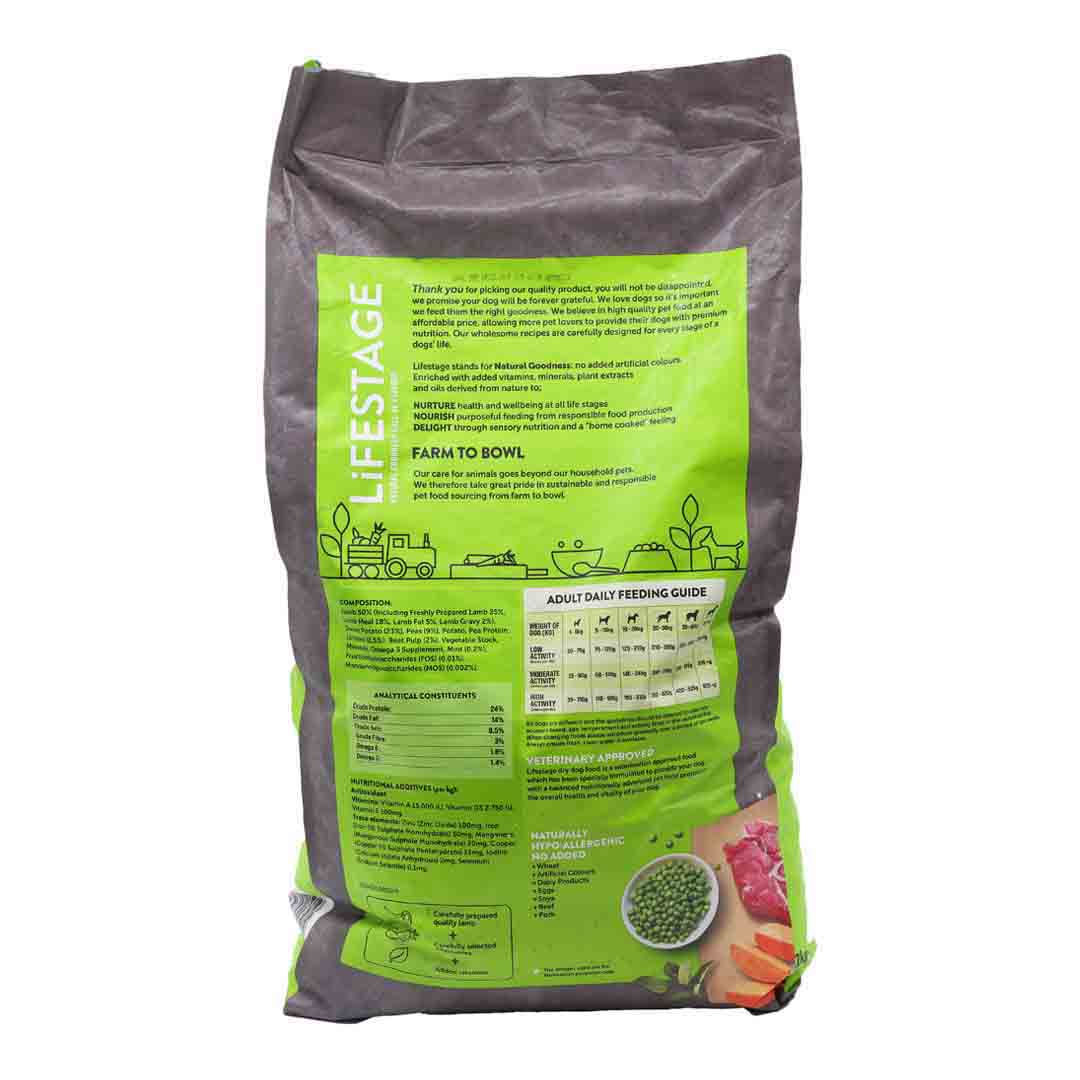 Lifestage Grain Free Adult Dry Dog Food, Lamb with Mint & Pea, 12kg