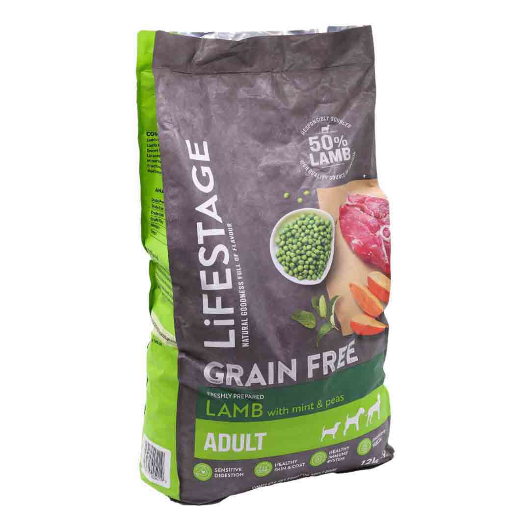 Lifestage Grain Free Adult Dry Dog Food, Lamb with Mint & Pea, 12kg