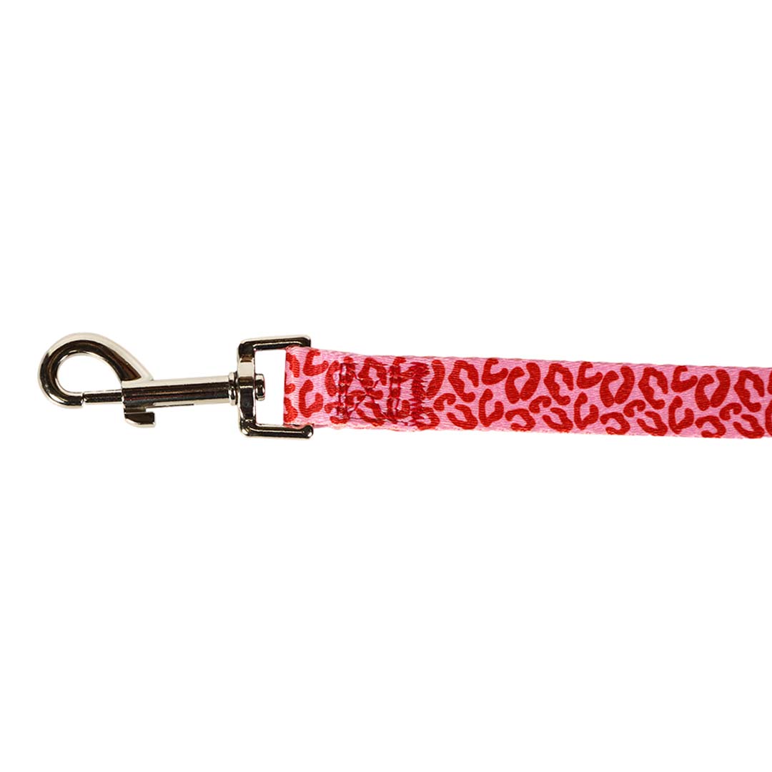 Doodlebone Bold Padded Dog Lead Ruby Leopard 25mm