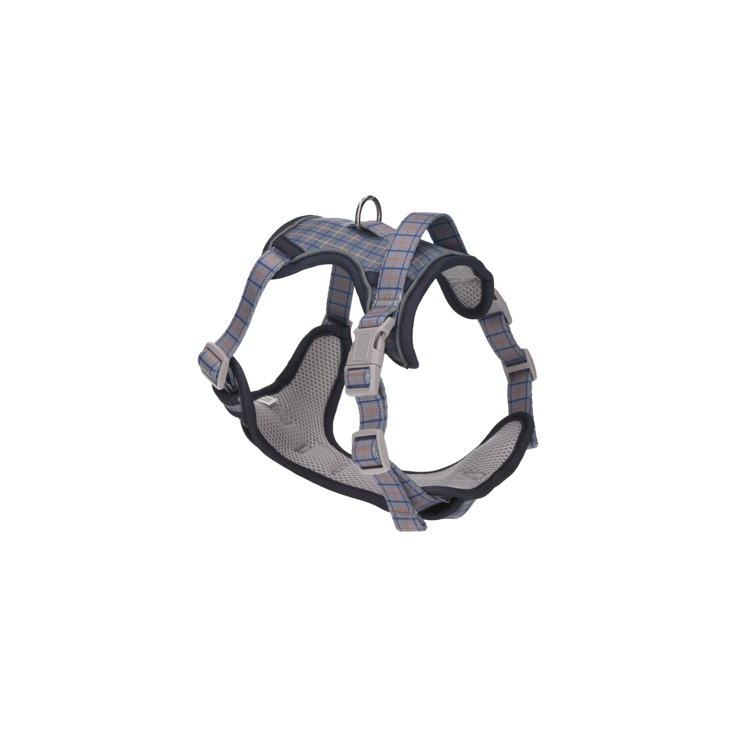 Rufus & Rosie Dog Harness & Lead Set Grey Tartan, Medium