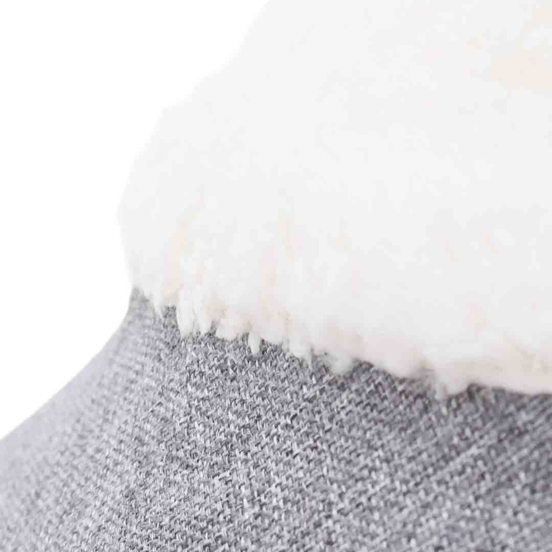 Round Cosy Plush Grey Cat Cave Bed