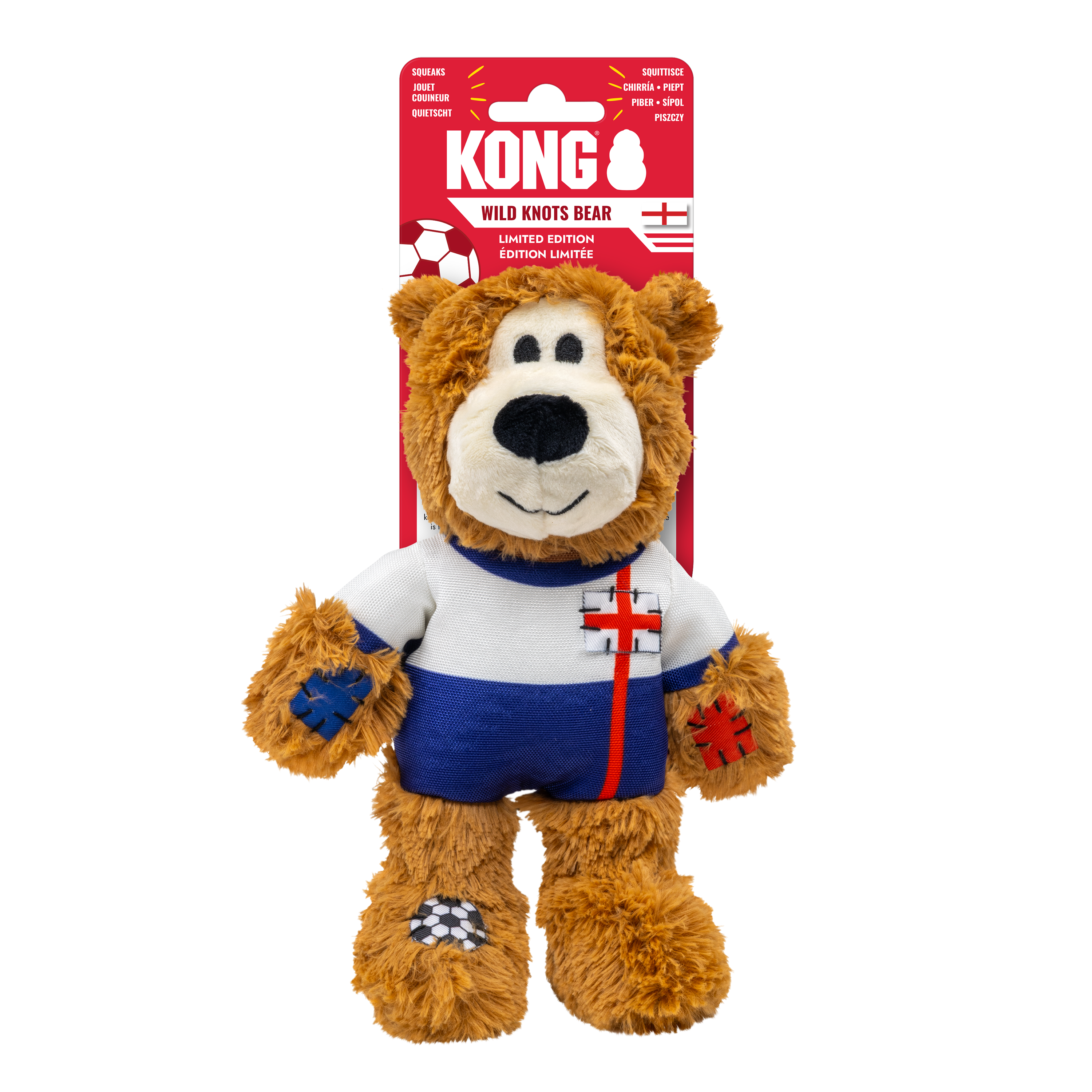KONG Wild Knots Sport England Bear Dog Toy Medium