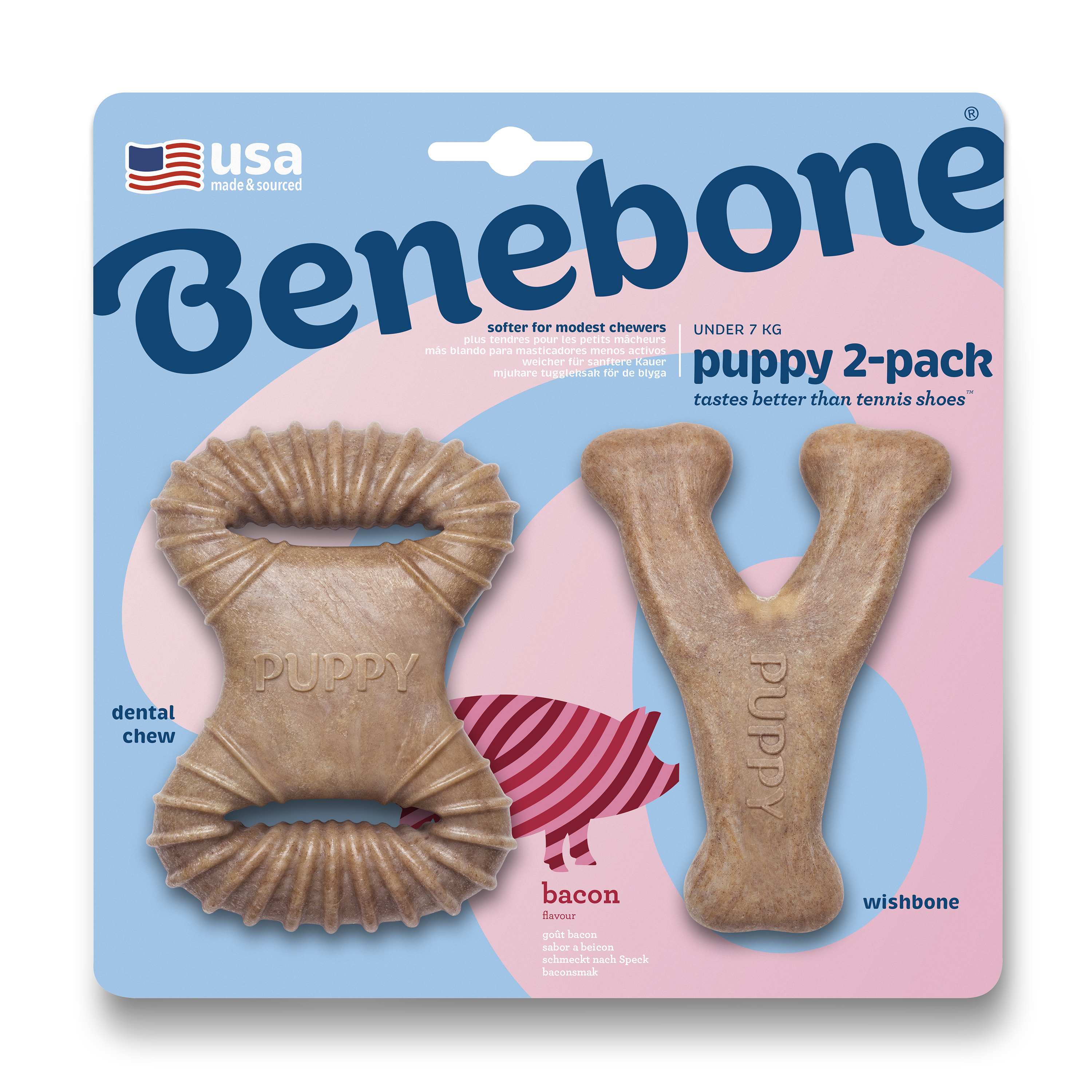 Benebone Puppy Wishbone Dental Chew Dog Toy 2 Pack