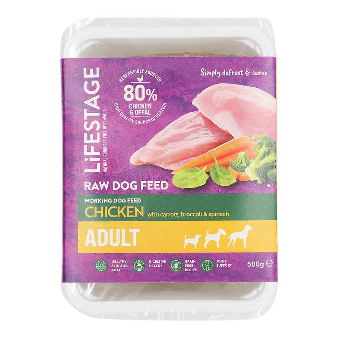 Lifestage Raw Dog Food, Chicken, 500g