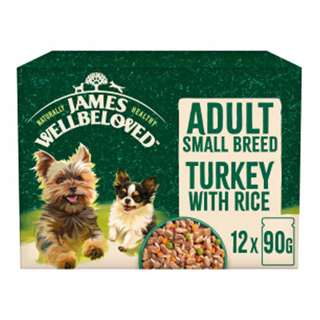 James Wellbeloved Dog Food, Small Adult Turkey in Gravy Pouch 12 x 90g