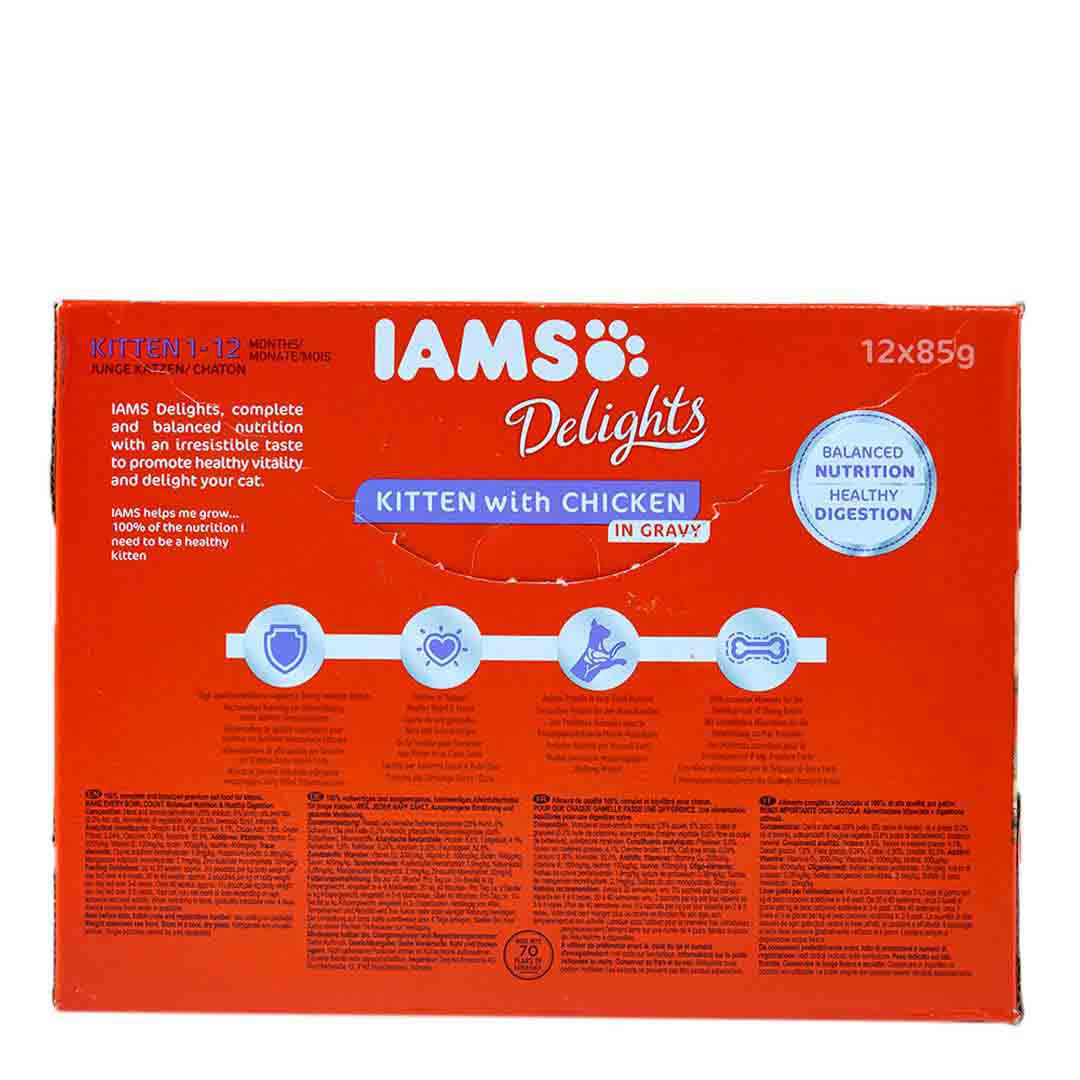 Iams Delights for Kittens with Chicken In Gravy 12x85g