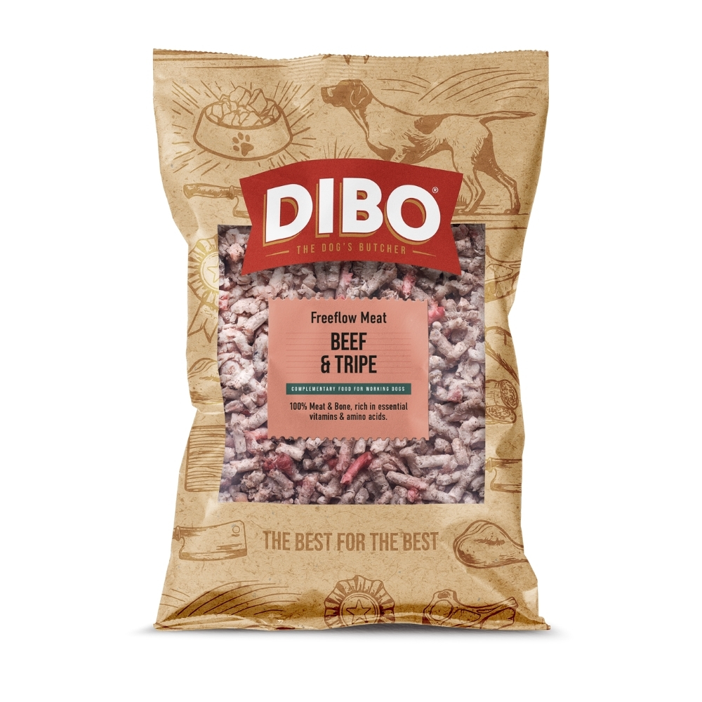 DIBO Free Flow Beef & Tripe Raw Dog Food 1kg