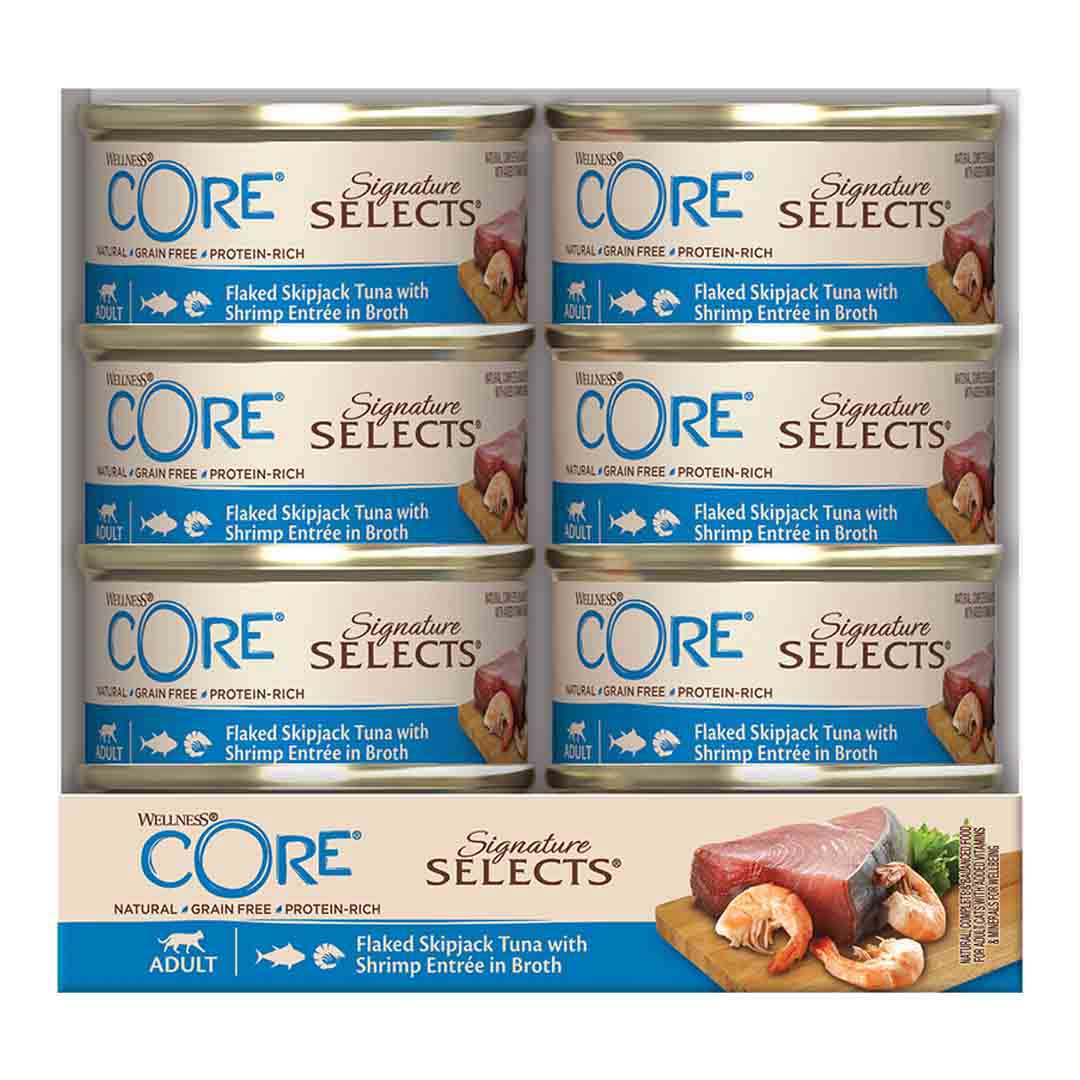 Wellness CORE® Signature Selects Flaked Tuna with Shrimp in Broth Adult Wet Cat Food 79G