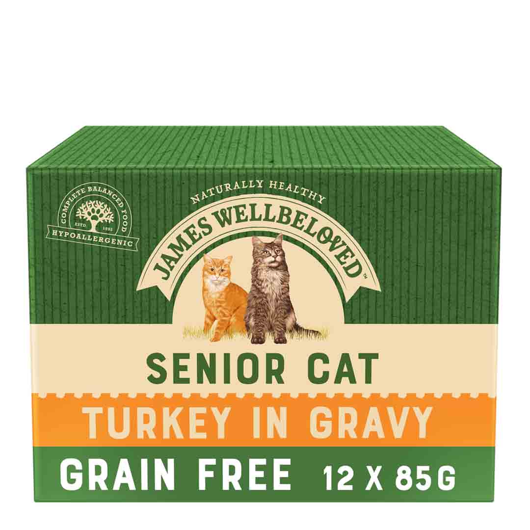 James Wellbeloved Cat Senior Turkey Complete Wet Cat Food Pouches, 85g Pouch