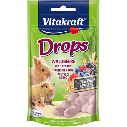 Vitakraft Small Animal Treats, Sugar Free Wild Berry Drops, 75g
