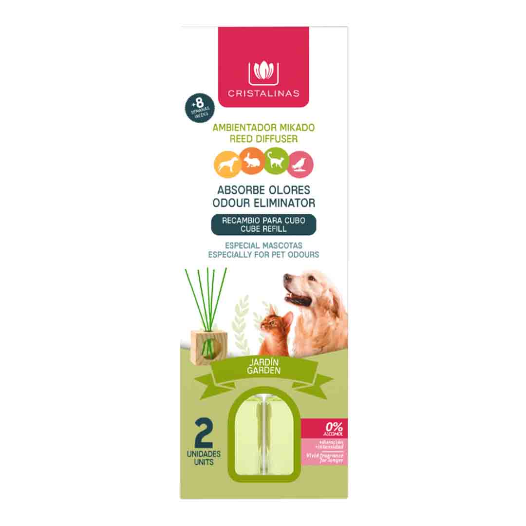 Cristalinas Pet Odour Eliminating Garden Reed Diffuser 2x30ml Refills