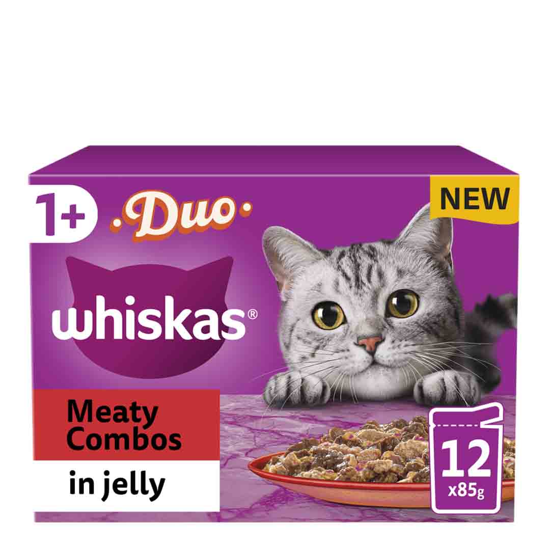 Whiskas Meaty Combos in Jelly 1+ Adult Wet Cat Food Pouches, 12 x 85g