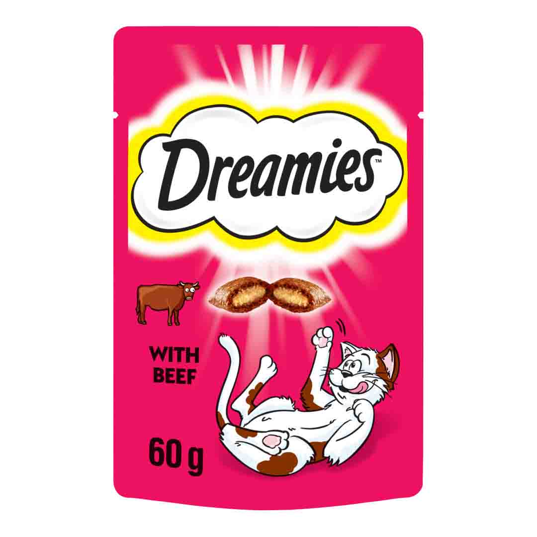 Dreamies Pouch with Tempting Beef Cat Treats, 60g