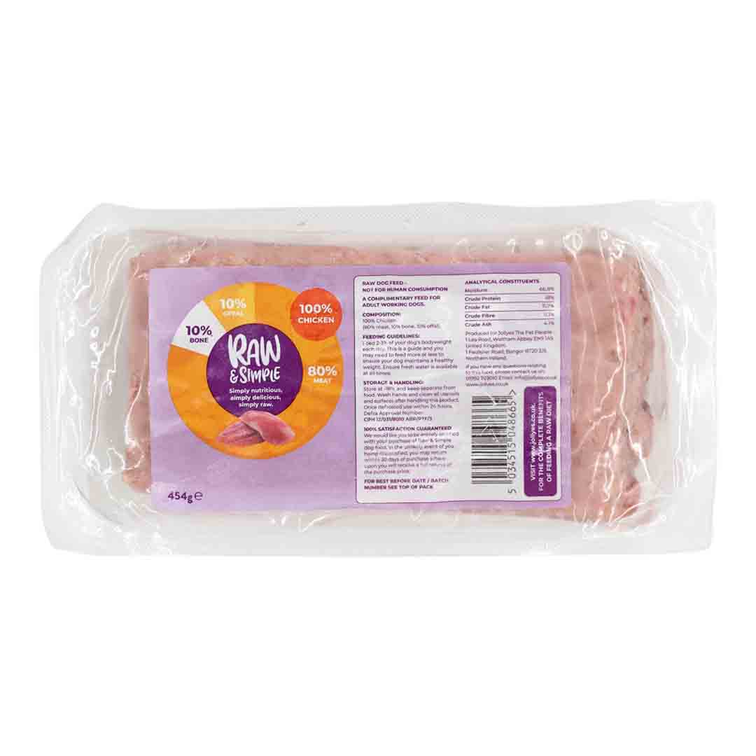 Raw and Simple Chicken Mince Raw Dog Food, 454g