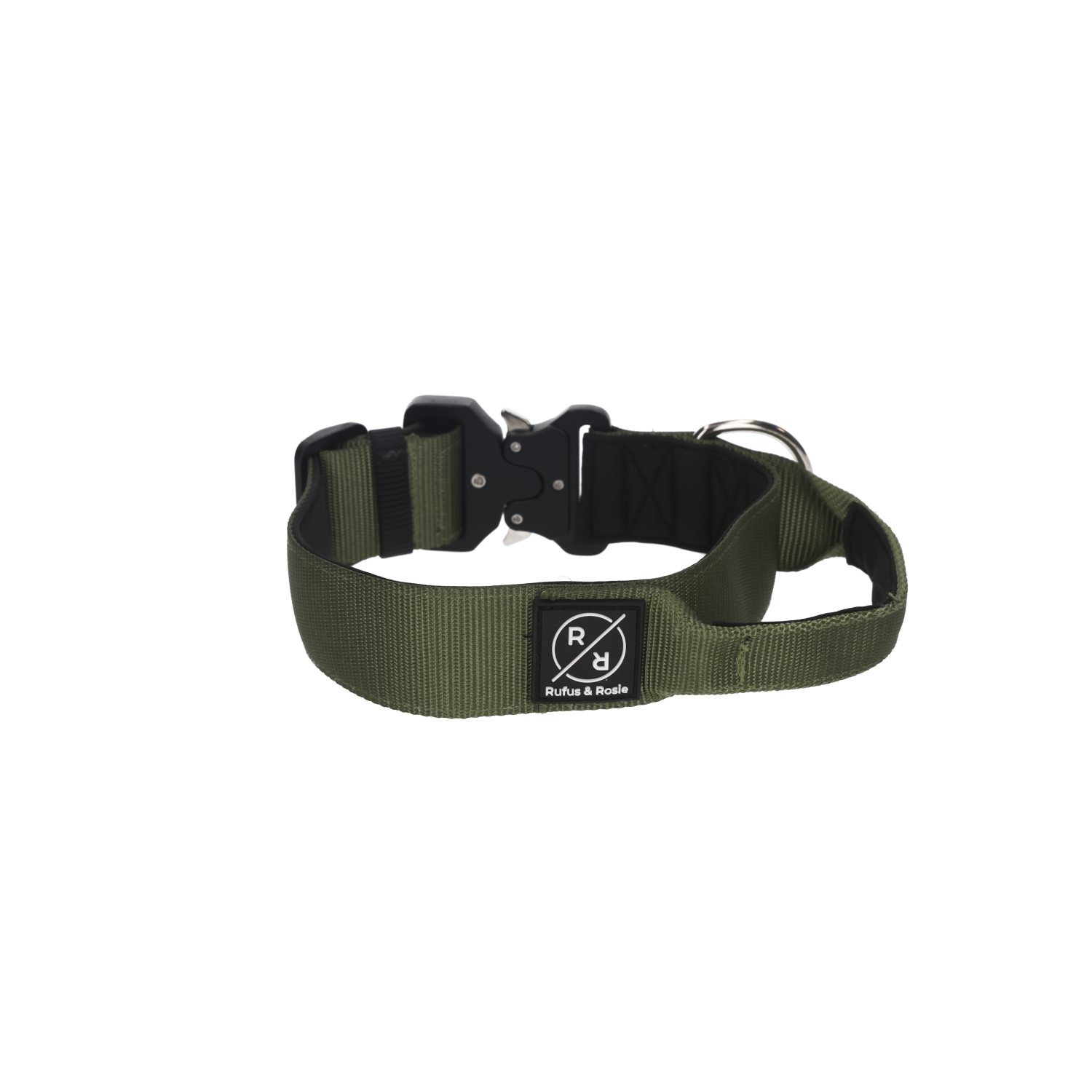 Rufus & Rosie Padded Handle Dog Collar, Large, Khaki