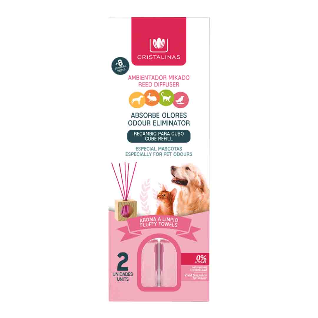 Cristalinas Pet Odour Eliminating Fluffy Towels Reed Diffuser 2x30ml Refills