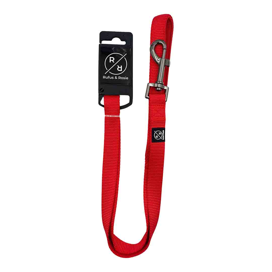 Rufus & Rosie Padded Handle Dog Lead, Red
