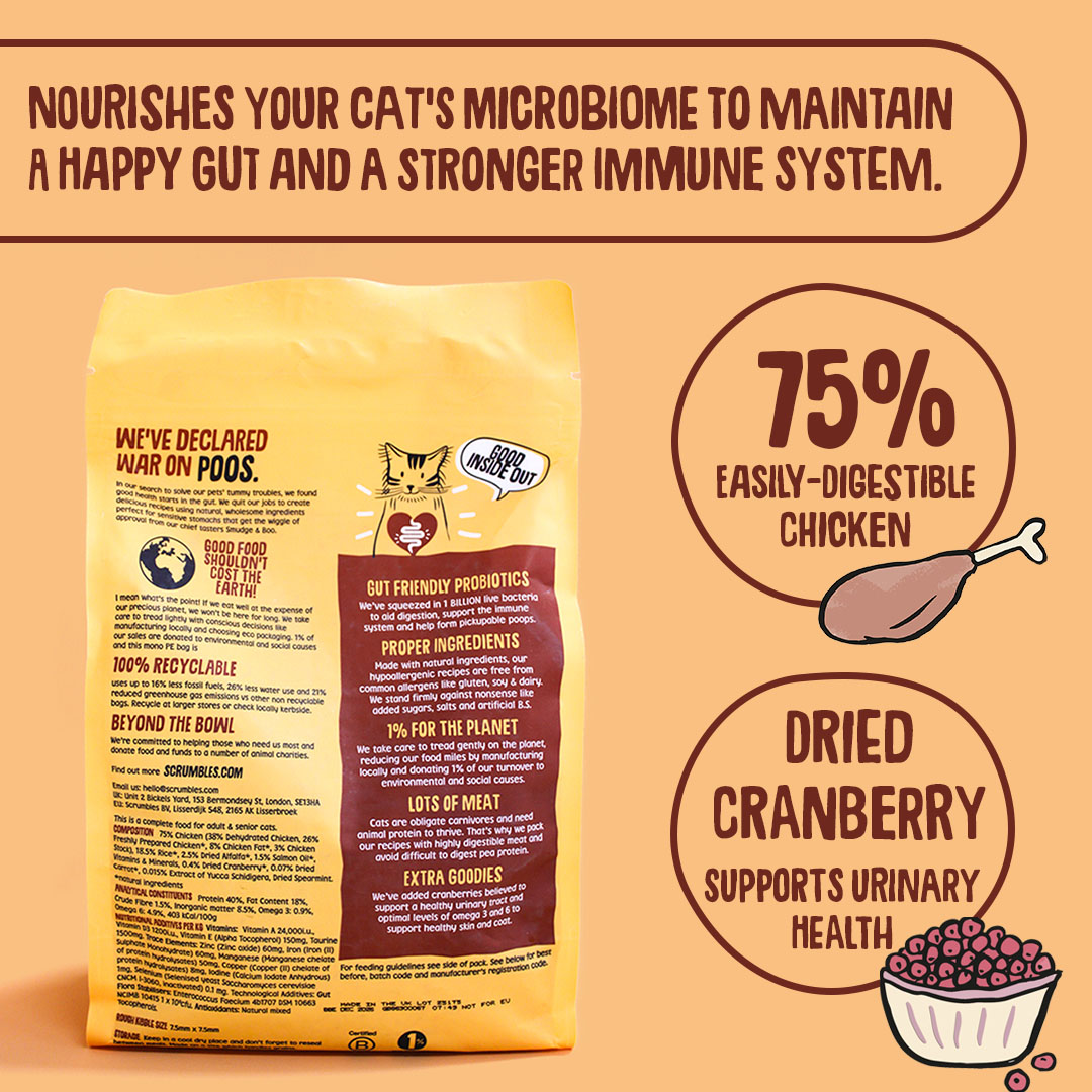 Scrumbles Dry Cat Food for Adult & Seniors Chicken 2.5kg