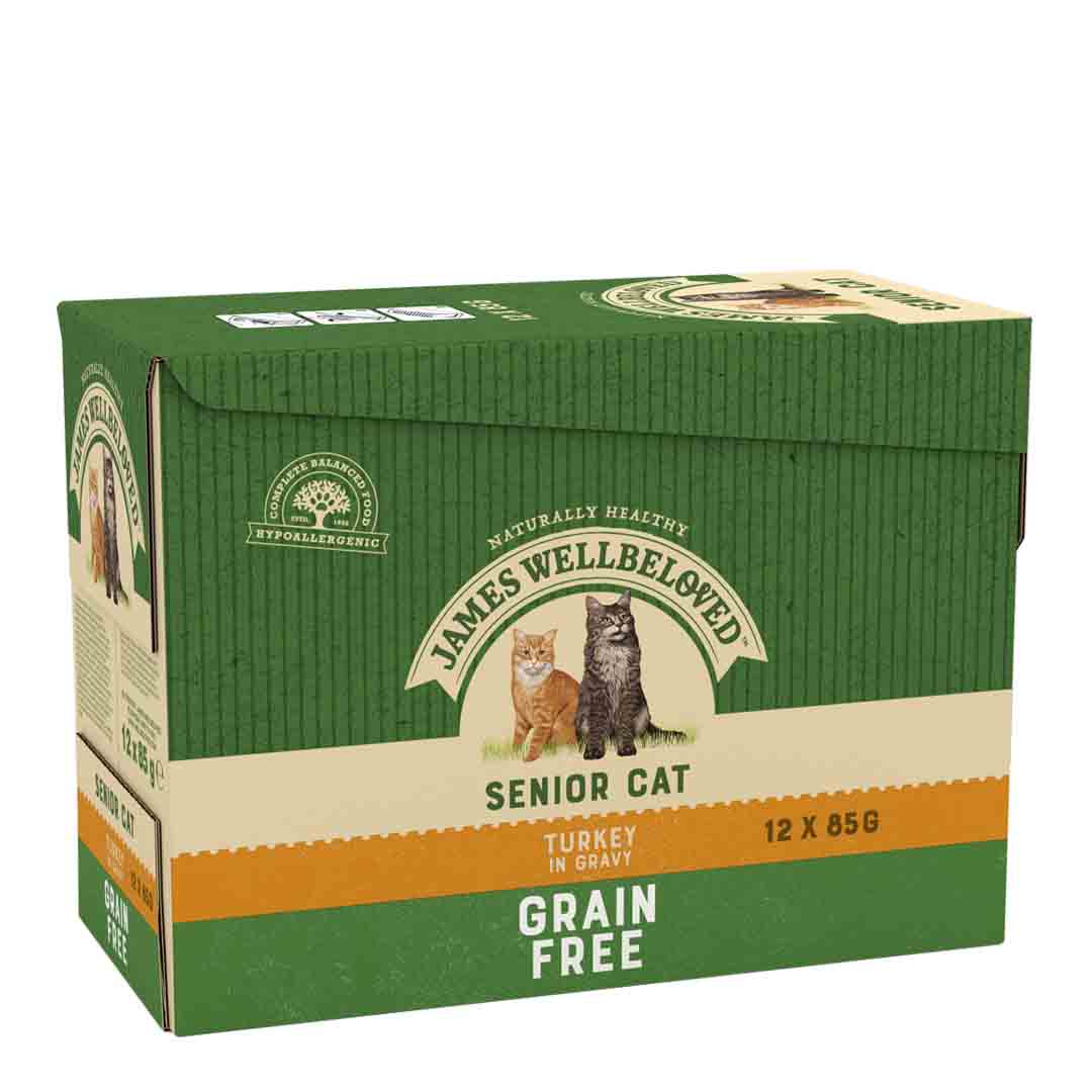 James Wellbeloved Cat Senior Turkey Complete Wet Cat Food Pouches, 85g Pouch