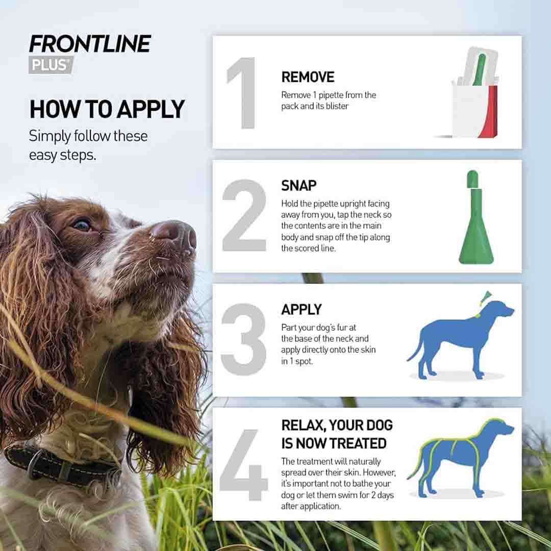 Frontline Plus Spot-On Flea & Tick Treatment for Extra Large Dogs 40-60kg, 3 Pipettes