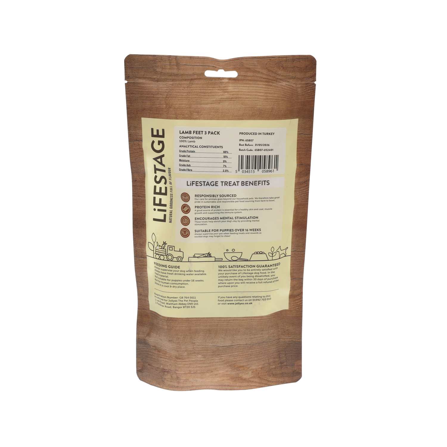 Lifestage Naturals Dog Treat, Lambs Feet, 3 Pack