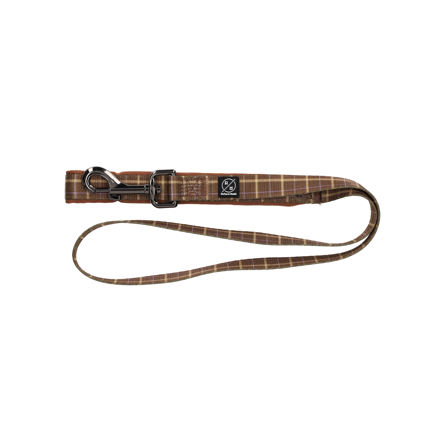 Rufus & Rosie Padded Check Dog Lead, Brown