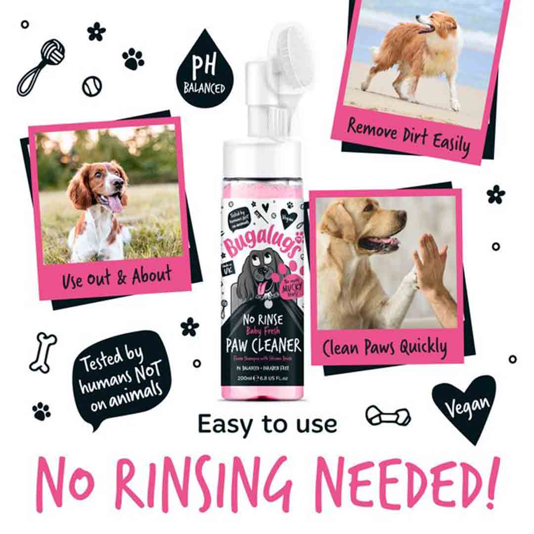 Bugalugs Instant No Rinse Dog Paw Cleaner Papaya 200ml