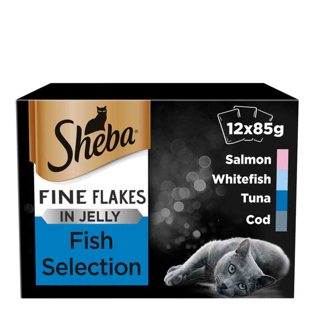 Sheba Pouch Fine Flakes Fish Selection Wet Cat Food 12x85g