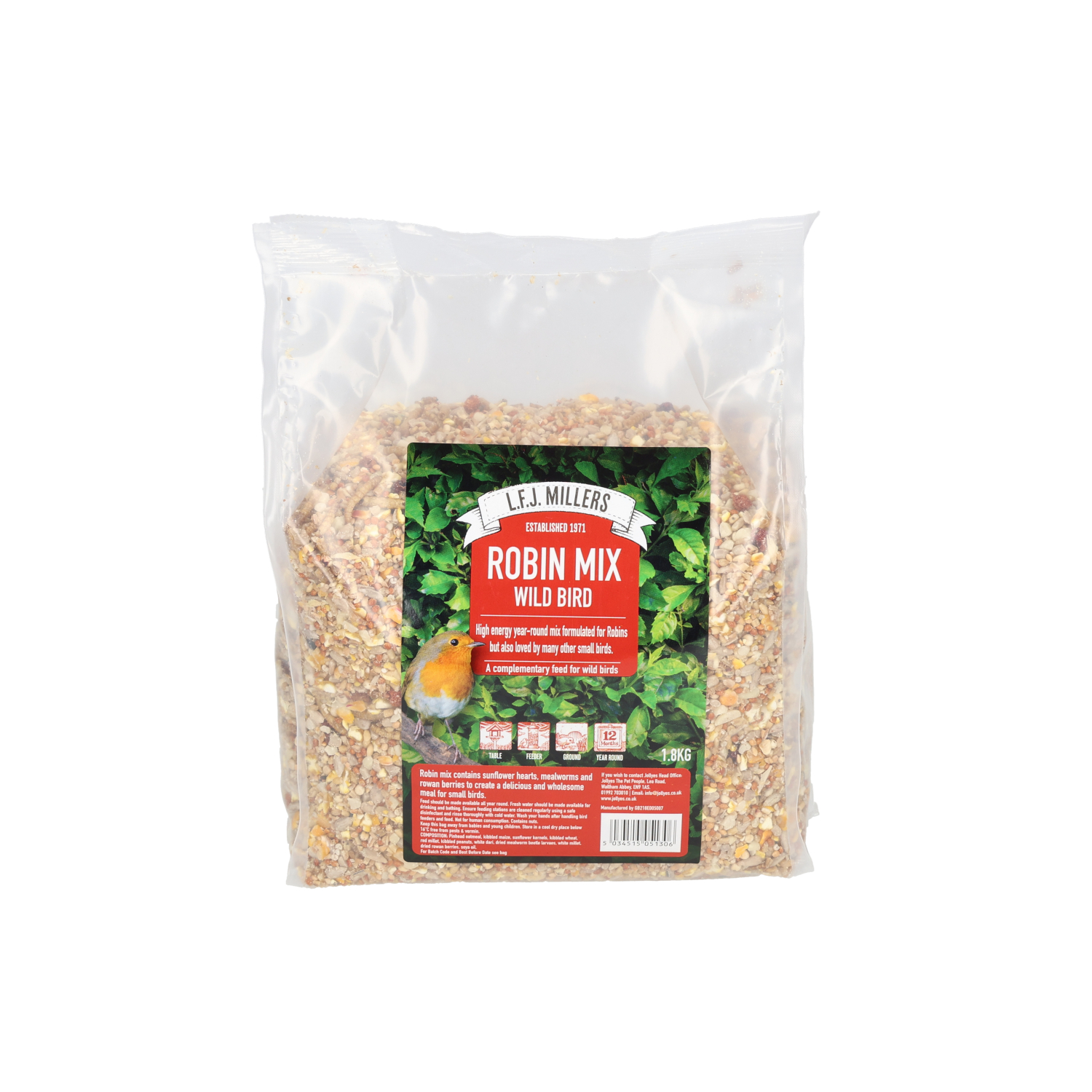 LFJ Millers Robin Mix Bird Food, 1.8Kg