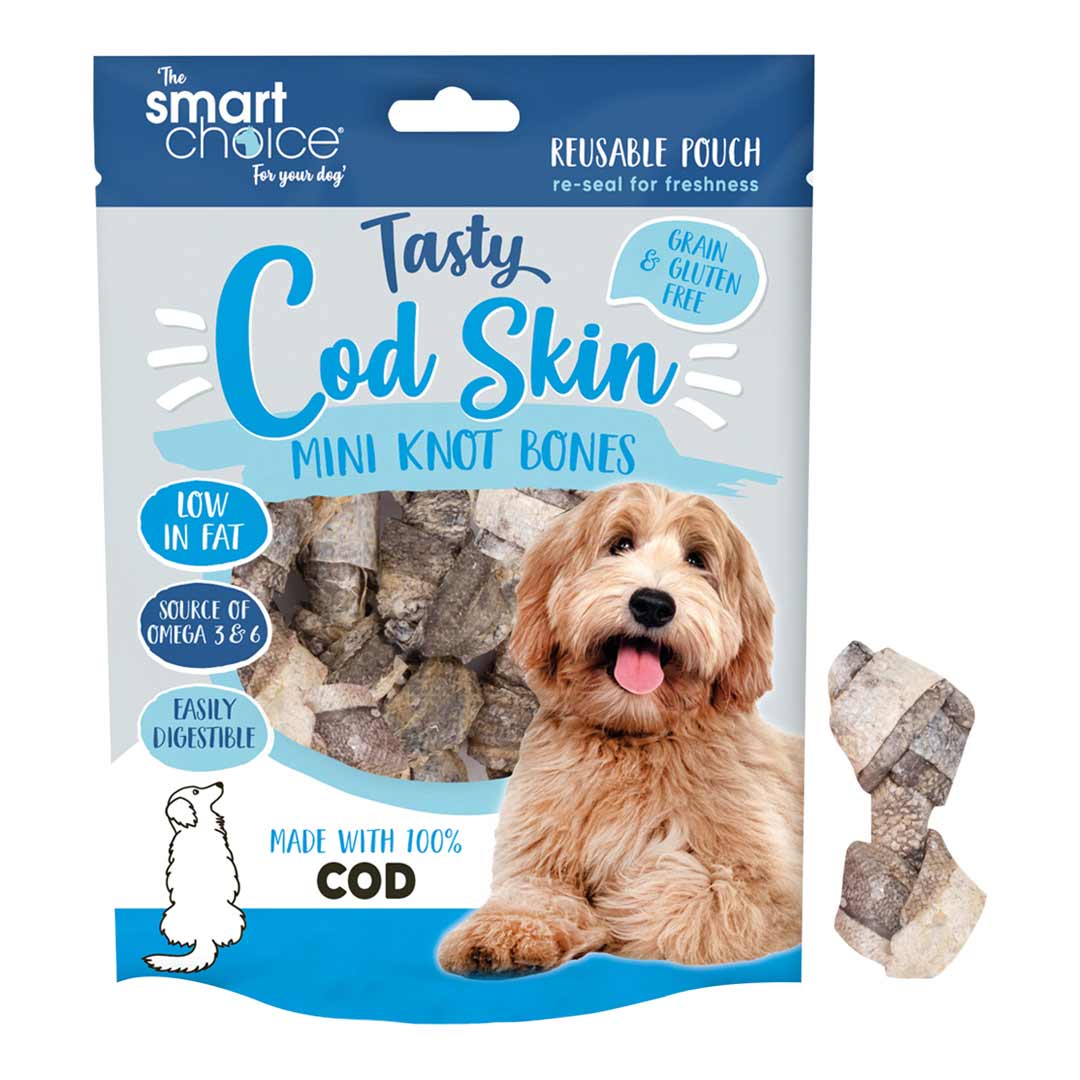 Smart Choice Cod Skin Mini Knot Bone Dog Treats 7 Pack